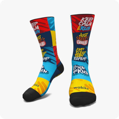 Wabiks Medias Born  to Run Azul/Rojo