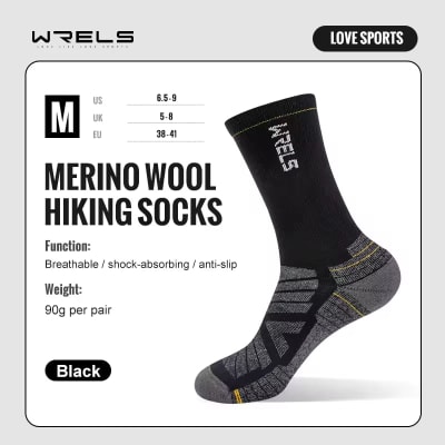 Wrels Medias Trail Lana Merino Negro
