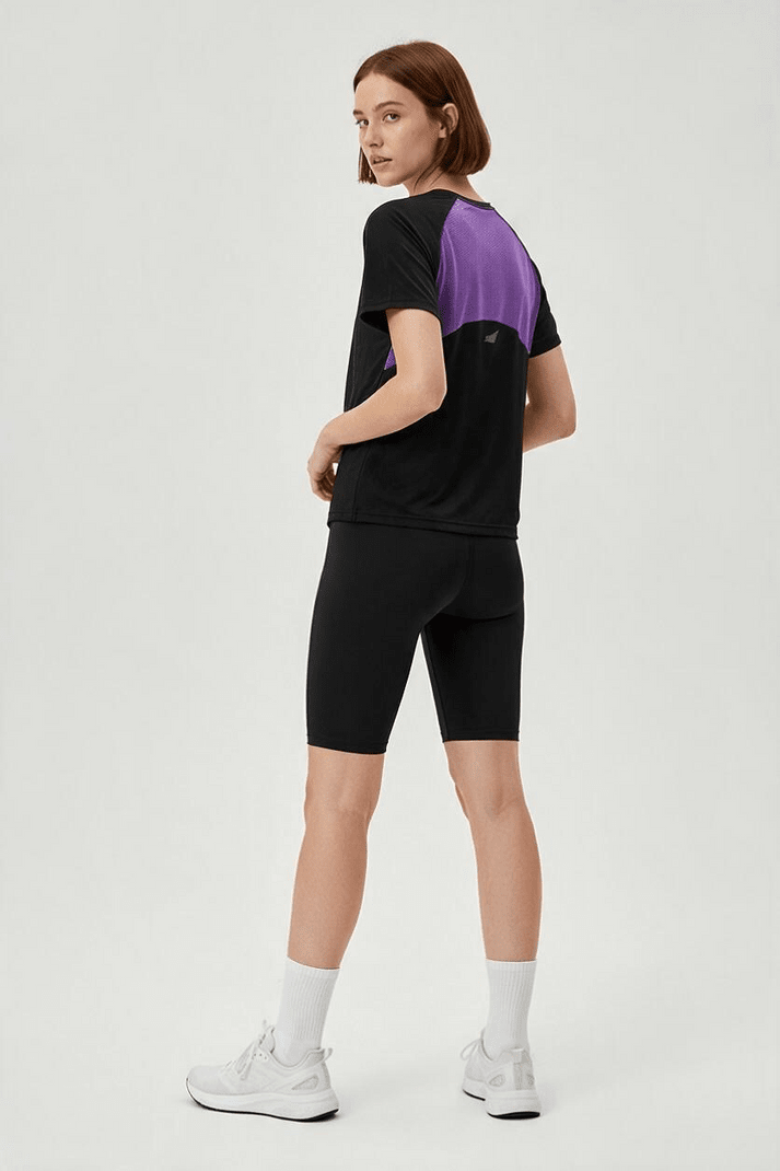 First Try Polo Running Aeroflow Run Tee Women Black/Purple4