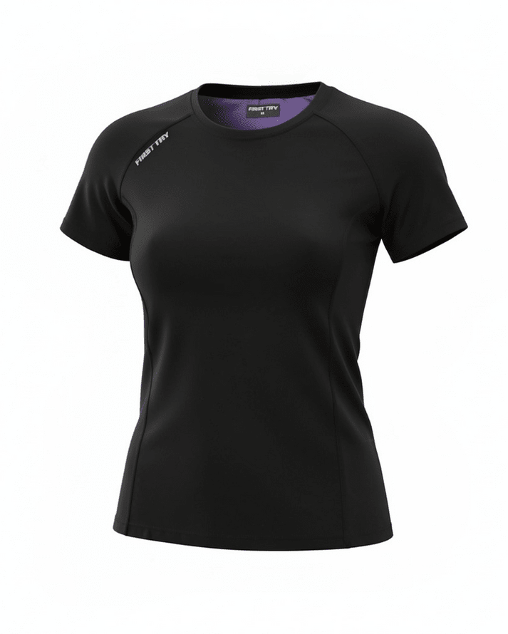 First Try Polo Running Aeroflow Run Tee Women Black/Purple1