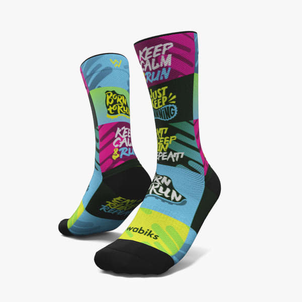 Wabiks Medias Born to Run Rosa/Verde1