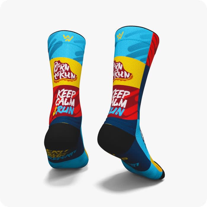 Wabiks Medias Born  to Run Azul/Rojo2