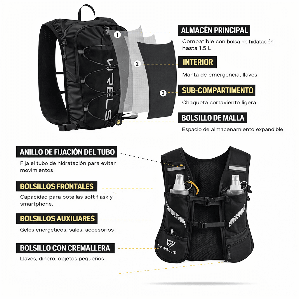 WRELS Chaleco de hidratación 8L2