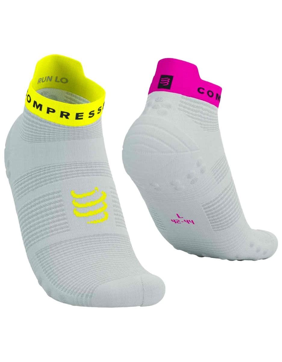 Compressport Pro Racing Socks v4.0 Run Low White Safe Yellow Neo Pink1