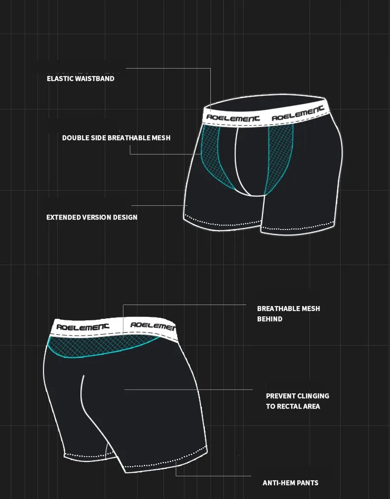 AOELEMENT Boxers Deportivos Transpirables - NEGRO2
