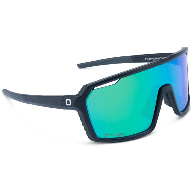 OPTIC NERVE FixiePHENOM 2.0 Matte Black with Smoke Lens Green Mirror1