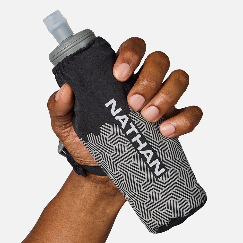 Nathan HyperNight Pinnacle Soft Flask 14oz - Black/Hex Print3