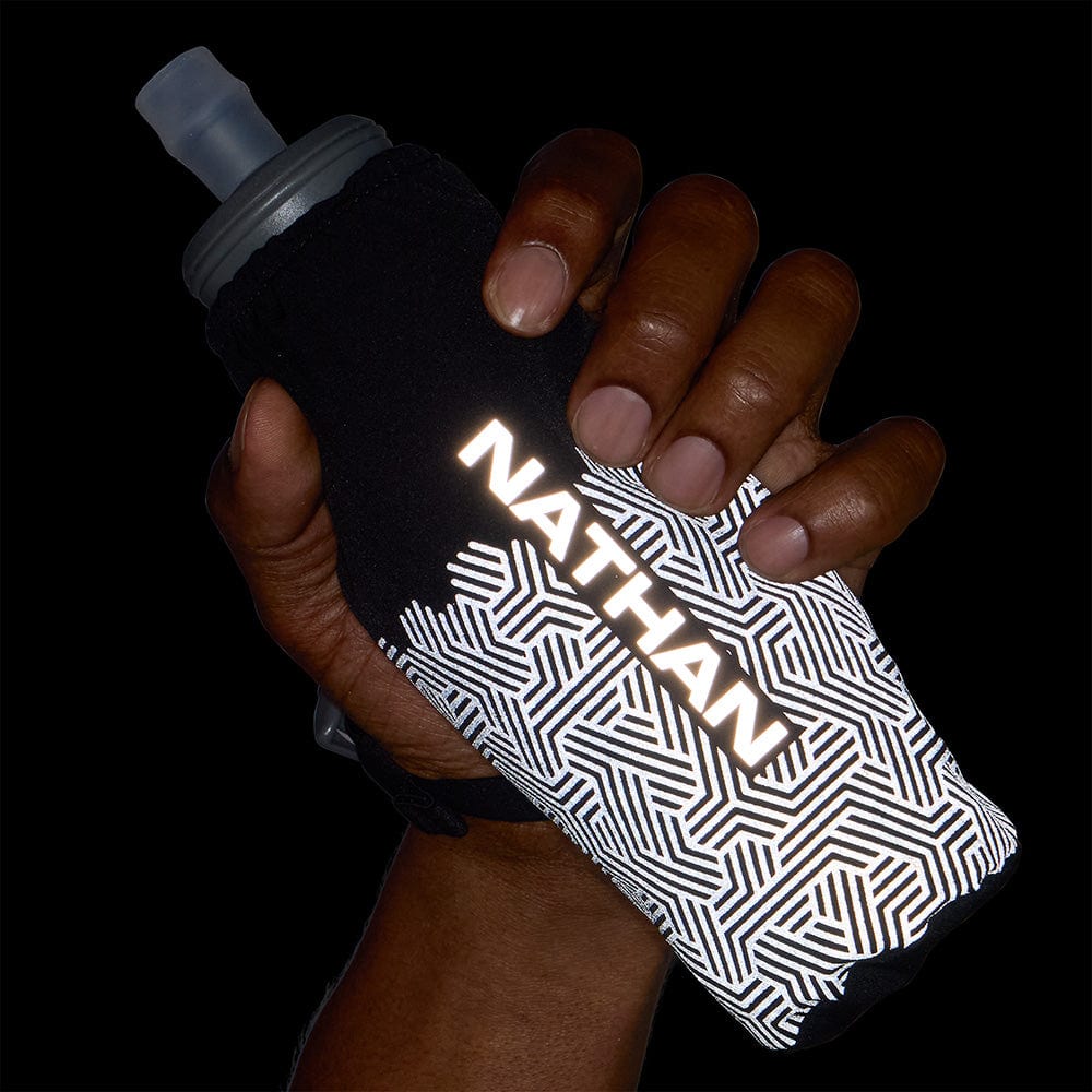 Nathan HyperNight Pinnacle Soft Flask 14oz - Black/Hex Print5
