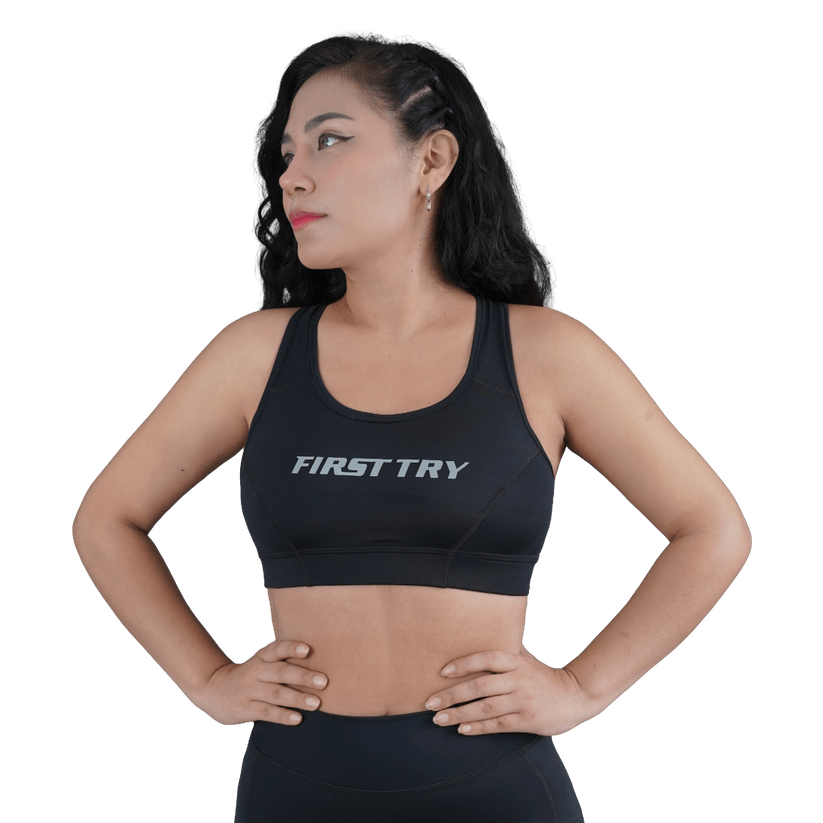 First Try Flow Sports Bra Negro1