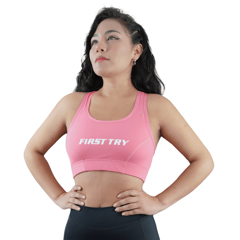 First Try Flow Sports Bra Rosado1
