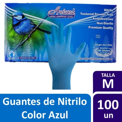 Avianz Guantes de Nitrilo Azul Talla M 100 Un
