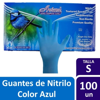 Avianz Guantes de Nitrilo Azul Talla S 100 Un1