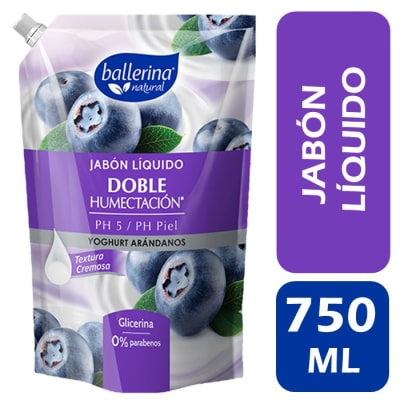 Ballerina Jabón Líquido de Glicerina Yoghurt Arándanos Doypack 750 ml