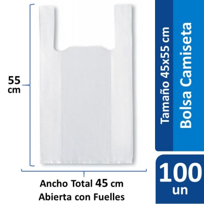Bolsa Camiseta Blanca 45 x 55 cm Pequeña Pack 100 Un1