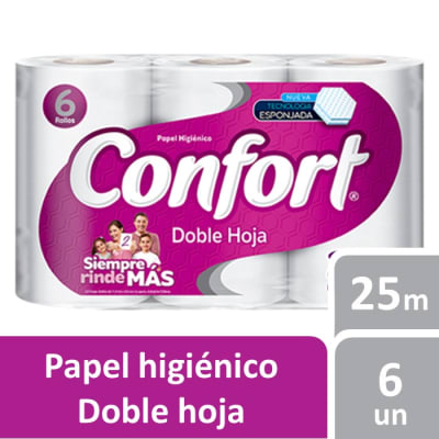 Confort Papel Higiénico Doble Hoja 25 Metros 6 Rollos1