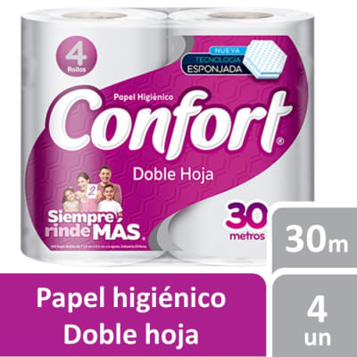 Confort Papel Higiénico Doble Hoja 30 Metros 4 Rollos