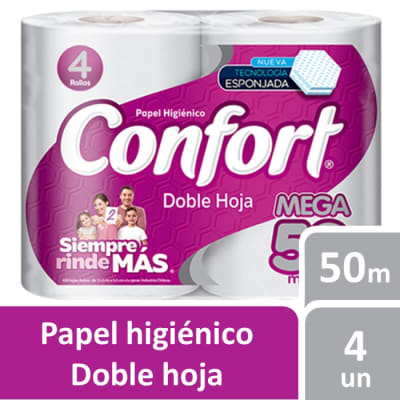 Confort Papel Higiénico Doble Hoja 50 Metros 4 Rollos