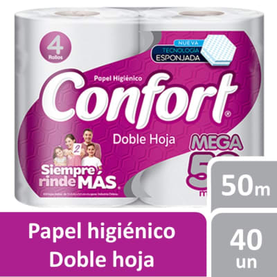 Confort Papel Higiénico Doble Hoja Manga 50 Metros 32 Rollos