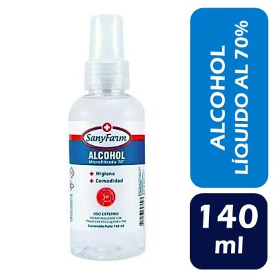 SanyFarm Alcohol Spray Líquido Microfiltrado 70° 140 ml1