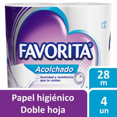 Favorita Papel Higiénico Doble Hoja 28 Metros 4 Rollos1