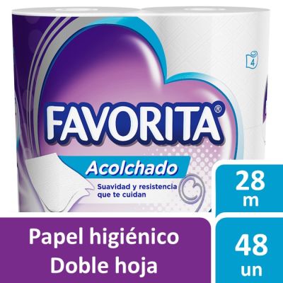 Favorita Papel Higiénico Doble Hoja Manga 28 Metros 48 Rollos1