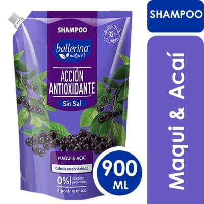 Ballerina Shampoo Sin Sal Maqui & Acaí Doypack 900 ml1
