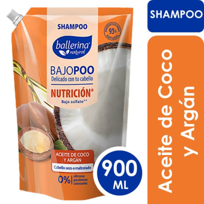 Ballerina Shampoo Bajo Sulfato Aceite de Coco y Argán Doypack 900 ml1