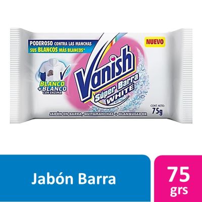Vanish Jabón Súper Barra Quitamanchas White Prelavado 75 g1