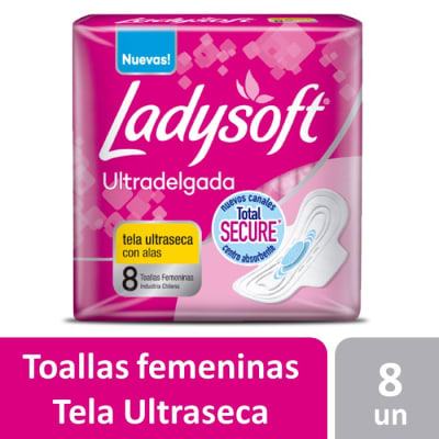 Ladysoft Toalla Higiénica Ultradelgadas Tela Ultraseca con Alas 8 Un1