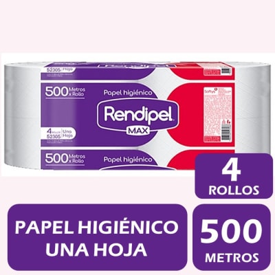 Rendipel Papel Higiénico Jumbo Hoja Simple 500 Metros 4 Rollos1