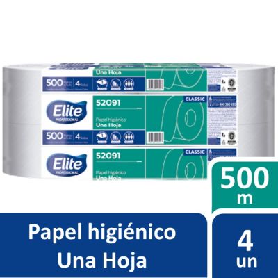 Elite Papel Higiénico Jumbo Hoja Simple 500 Metros 4 Rollos
