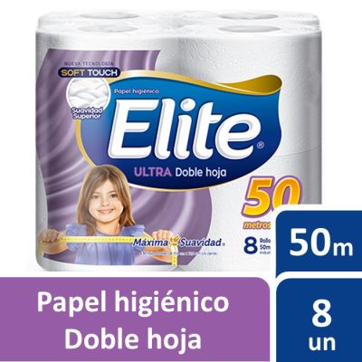 Elite Papel Higiénico Doble Hoja 50 Metros 8 Rollos1