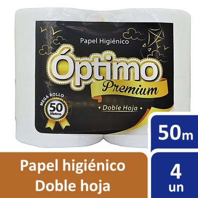 Óptimo Papel Higiénico Doble Hoja 50 Metros 4 Rollos