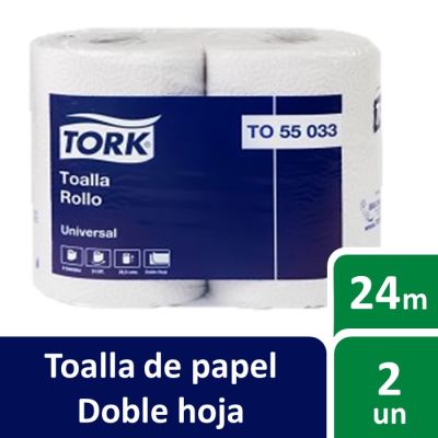 Tork Toalla de Papel Doble Hoja 24 Metros 2 Rollos1