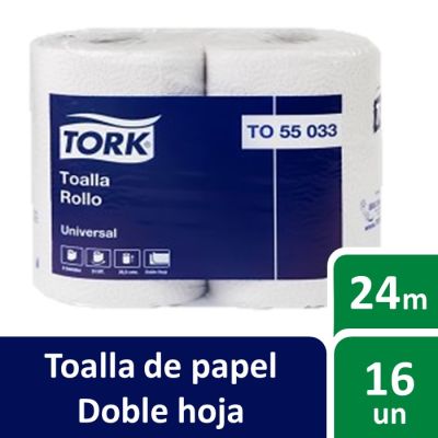 Tork Toalla de Papel Doble Hoja Manga 24 Metros 16 Rollos1
