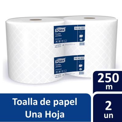 Tork Toalla de Papel Jumbo Hoja Simple 250 Metros 2 Rollos