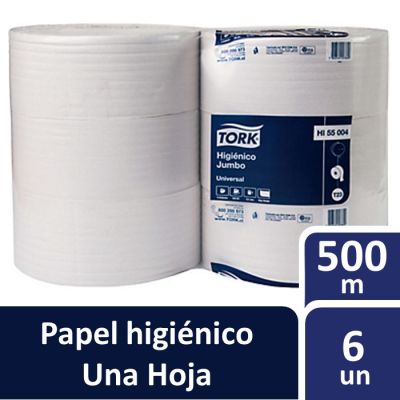 Tork Papel Higiénico Jumbo Hoja Simple 500 Metros 6 Rollos