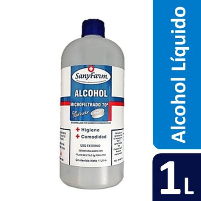 SanyFarm Alcohol Líquido Microfiltrado 70° 1 L1