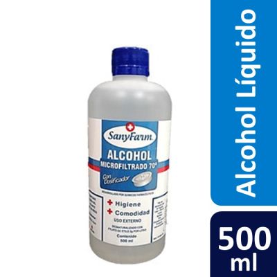 SanyFarm Alcohol Líquido Microfiltrado 70° 500 ml1