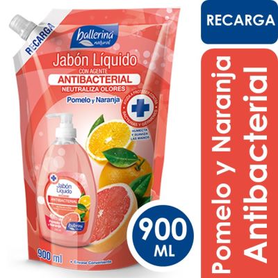 Ballerina Jabón Líquido Antibacterial Pomelo y Naranja Doypack 750 ml1