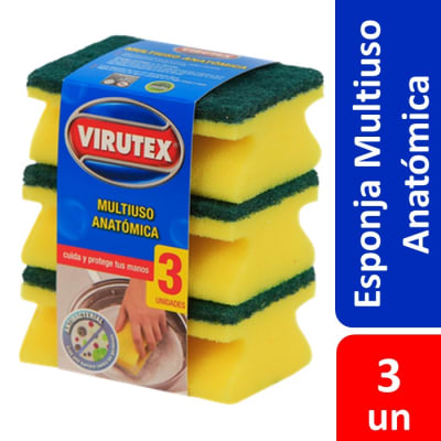 Virutex Esponja Anatómica Multiuso Antibacterial Pack 3 Un1