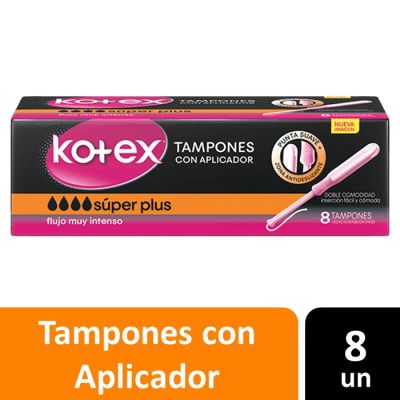 Kotex Tampones con Aplicador Super Plus 8 Un