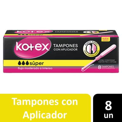 Kotex Tampones con Aplicador Super 8 Un1