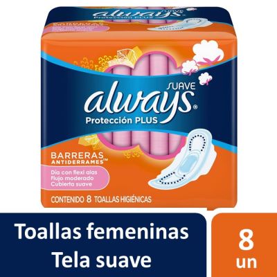 Always Toalla Higiénica Día con Flexi Alas Cubierta Suave 8 Un1