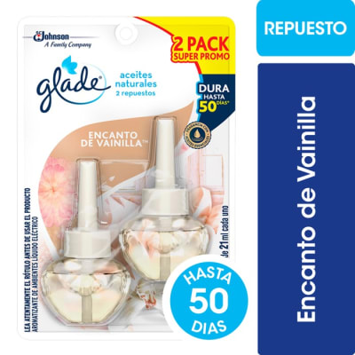 Glade Aromatizante Eléctrico Repuesto Aceite Natural  Encanto de Vainilla 21 ml Pack 2 un1