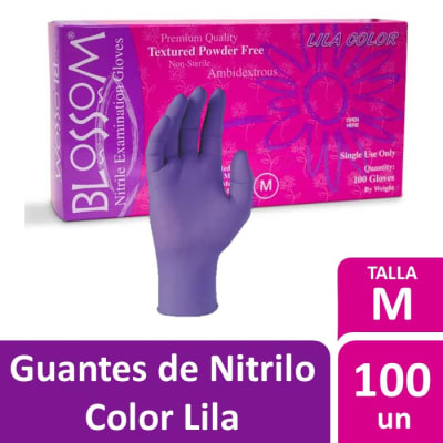Blossom Guantes de Nitrilo Lila Talla M 100 Un1