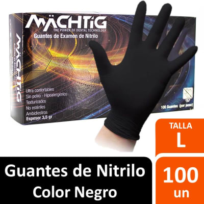 Machtig Guantes de Nitrilo Negros Talla L 100 Un1