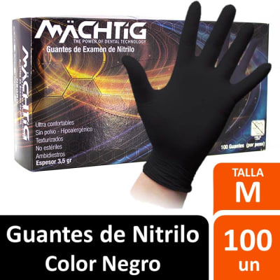 Machtig Guantes de Nitrilo Negros Talla M 100 Un1