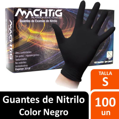 Machtig Guantes de Nitrilo Negros Talla S 100 Un