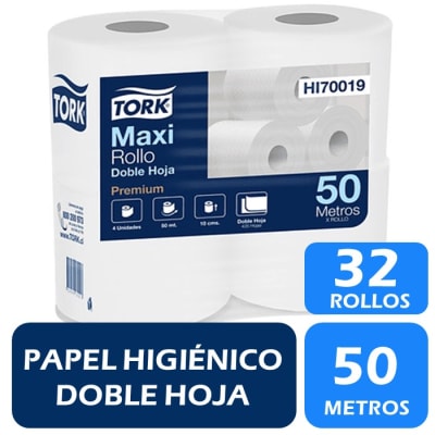 Tork Papel Higiénico Doble Hoja Manga 50 Metros x 32 Rollos